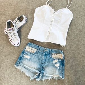 Mid-Rise Denim Shorts